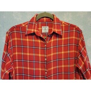 Brooks Brothers Shirt Womens Sm Red White Blue Plaid Flannel Outdoor Patriot USA